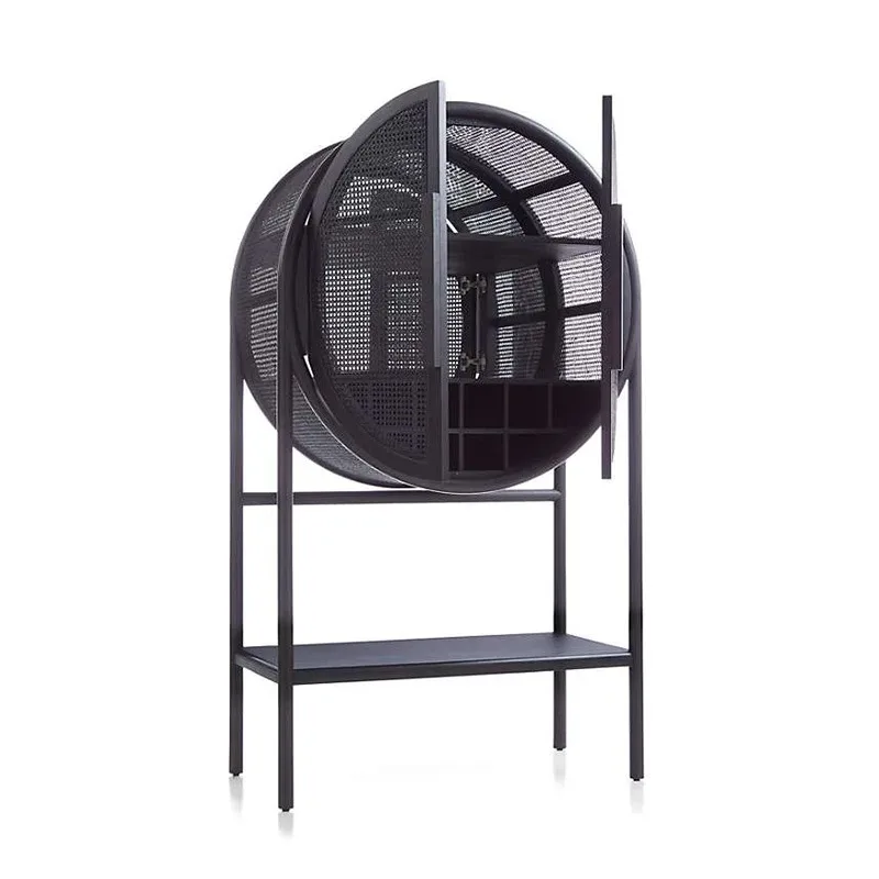 Nordic solid wood rattan entrance cabinet wine cabinet integrated living room home screen partition simple modern home shelf