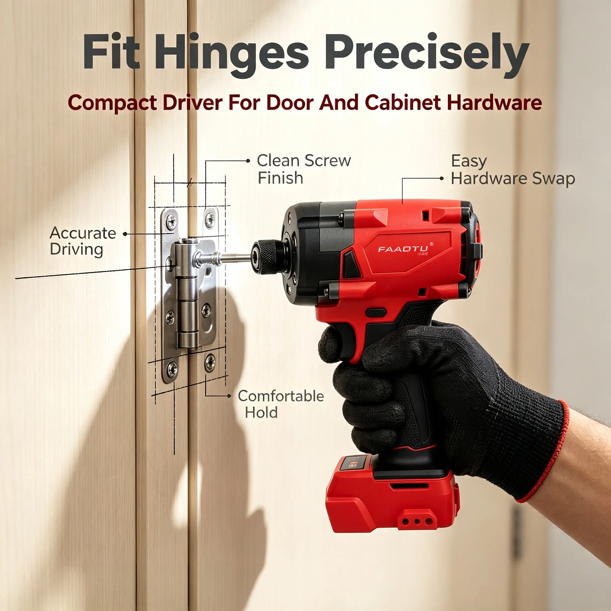 FAAOTU Mini Impact Screwdriver Same Exterior Form & Functional Setting As MWQ Bare Power Tool Only Suitable for MWQ 18V battery