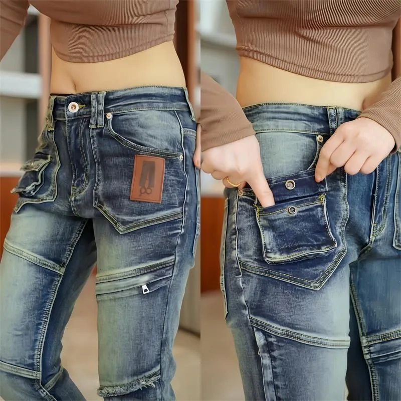 

high quality Personality Jeans Assembled Trendy Men's Stretch Slim-Fit Skinny Pants Spring and Autumn Men's Jeans