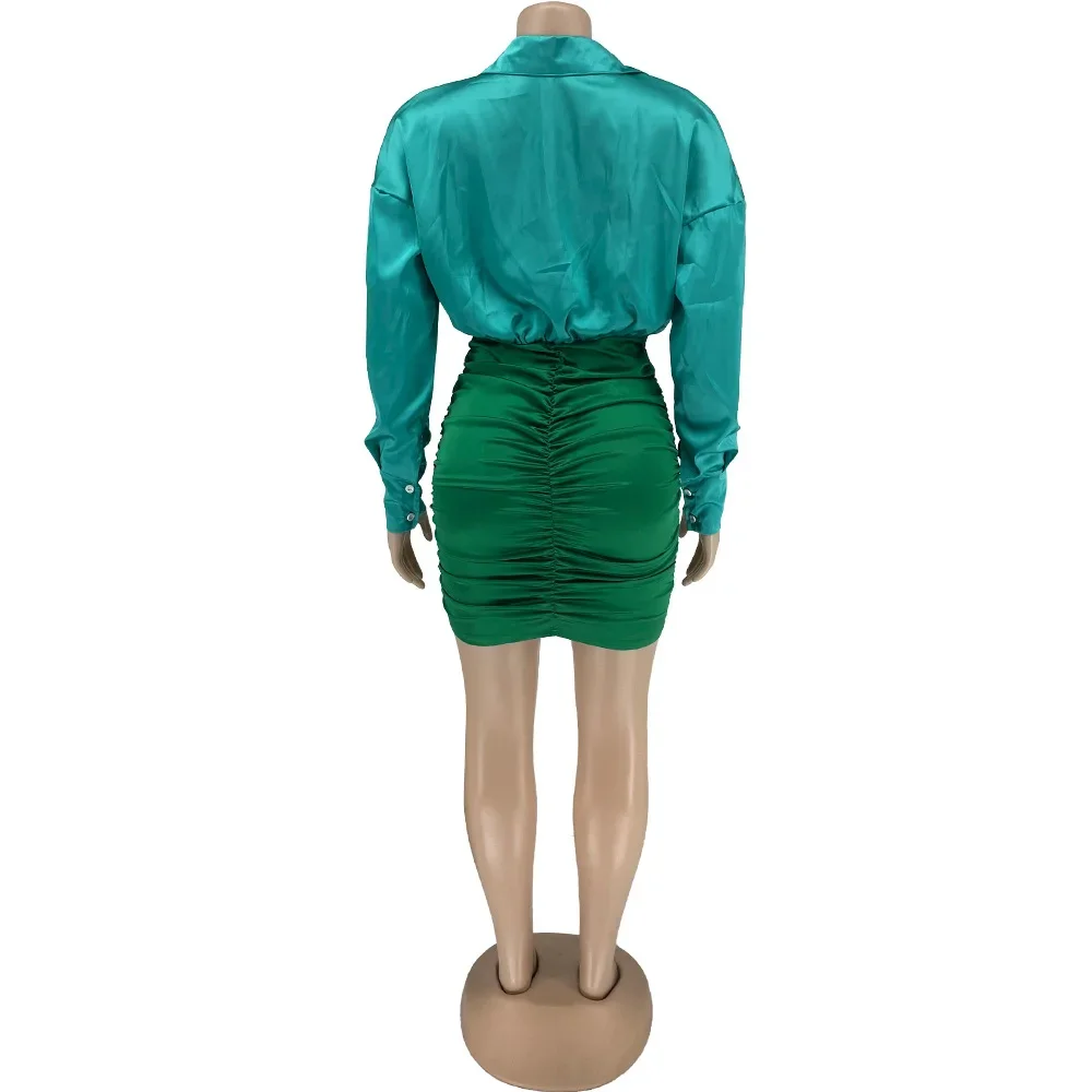 فستان أفريقيا للنساء للحفلات المسائية موضة الخريف بأكمام طويلة ورقبة على شكل حرف v مطوي فستان ضيق صغير Dashiki ملابس أفريقيا