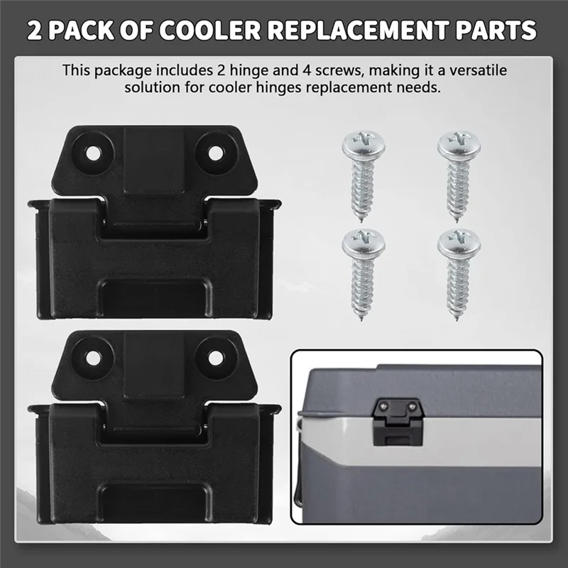 HHO-2 Pack Refrigerator Hinges For Igloo 25, 52, 72-Quart BMX Refrigerator Hinges With Screws Replacement Parts.