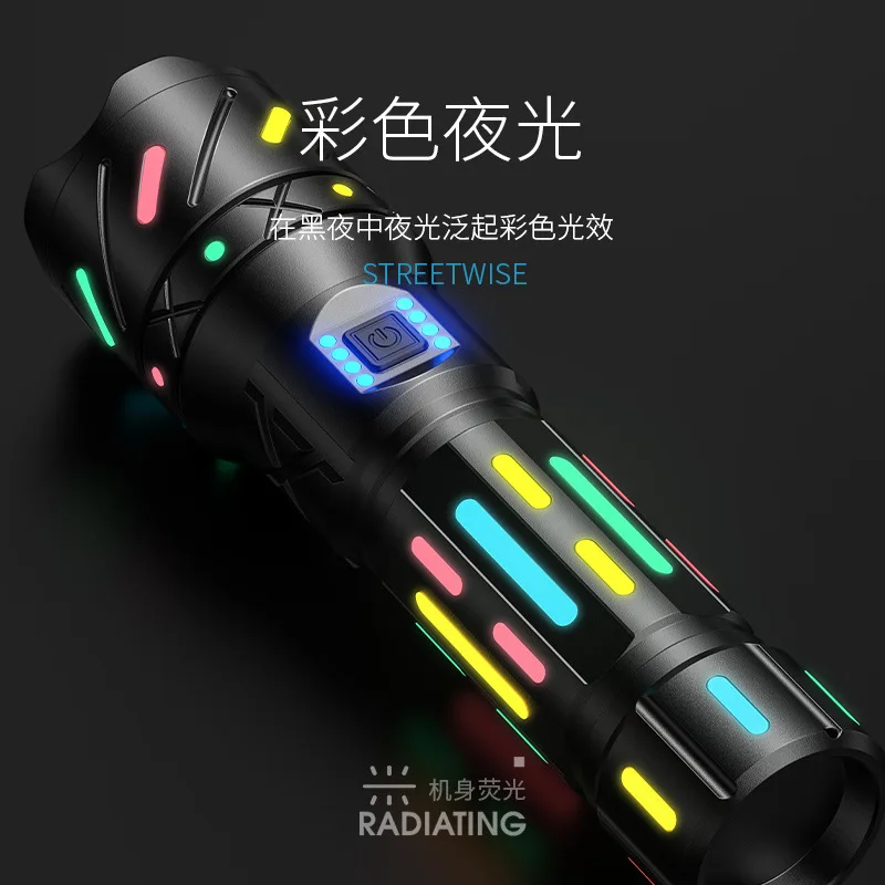 M77 white laser long-range strong light flashlight with telescopic zoom, long battery life, and multi level adjustable night lig