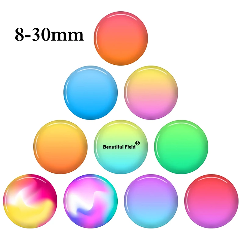 8mm 10mm 12mm 25mm 14mm 16mm 18mm 20mm  Photo Glass Cabochons Round Cameo Set Handmade Settings Stone Snap Button Gradient