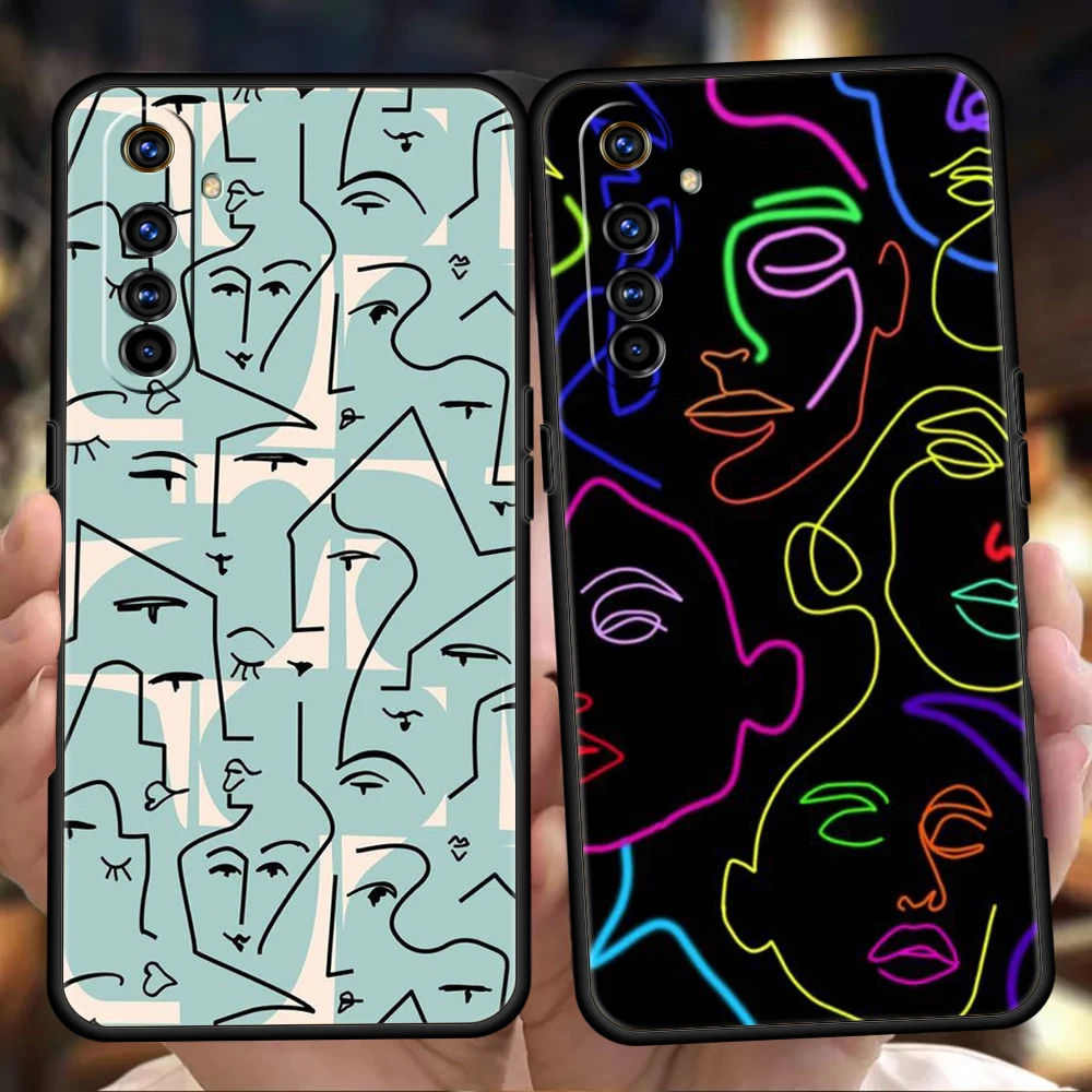 Abstract Line Women Face Phone Case For Oppo A12 A15 A16 A74 A76 A95 Find X5 Pro A54 A53 A52 Reno 6 7 SE Z A9 2020 Pro 5G Cover