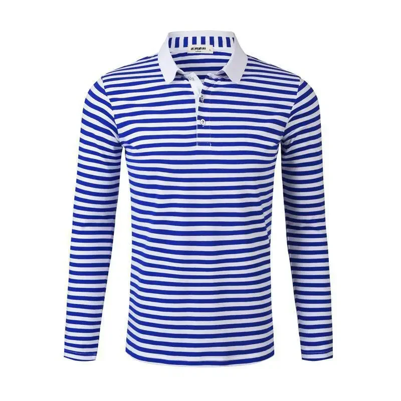 Fashion Sailor's Striped Polo Shirts New 100% Cotton Sailor Telnyashka Long Sleeve Mens Stripes T-Shirt Breton Top