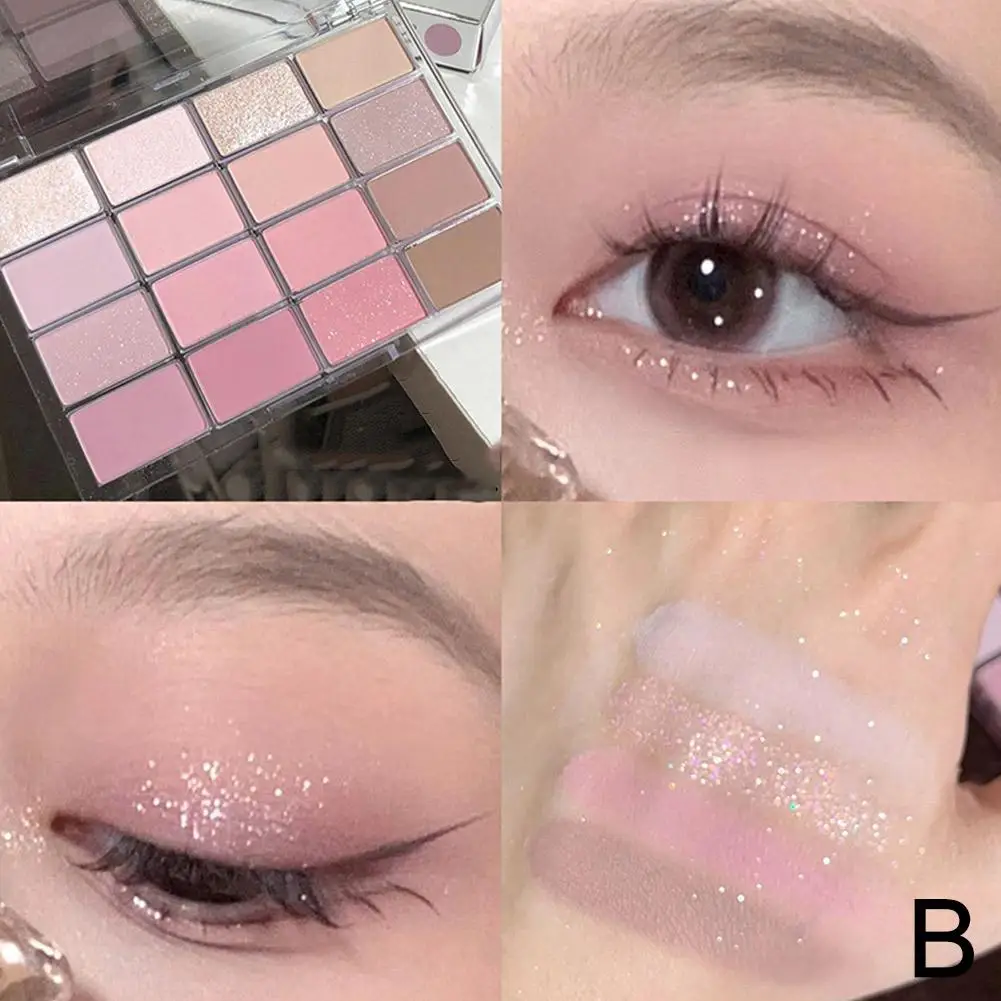 Paleta de sombras de ojos coreanas, 16 colores, mate, Nacarado, baja tierra, baja saturación, rosa, marrón, maquillaje de ojos L3C6