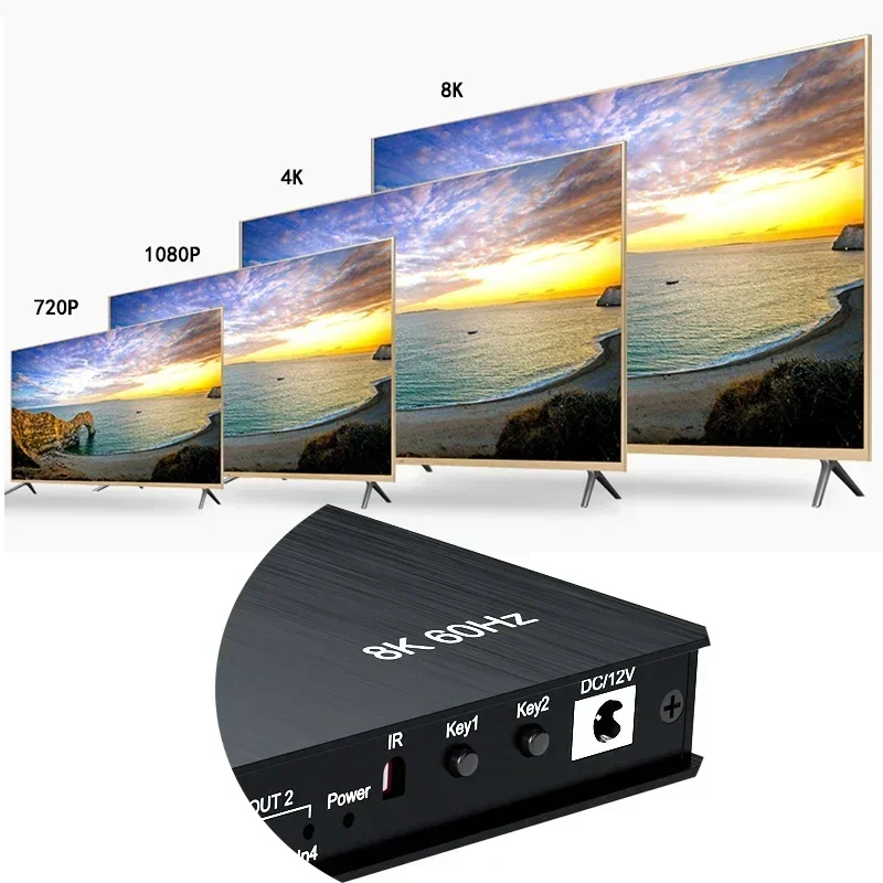 8K 4x2 HDMI2.1 مصفوفة فيديو الموزع التبديل 4K 120 هرتز HDR HDMI الفاصل 4 في 2 خارج الجلاد لكاميرا الكمبيوتر المحمول إلى شاشة التلفزيون