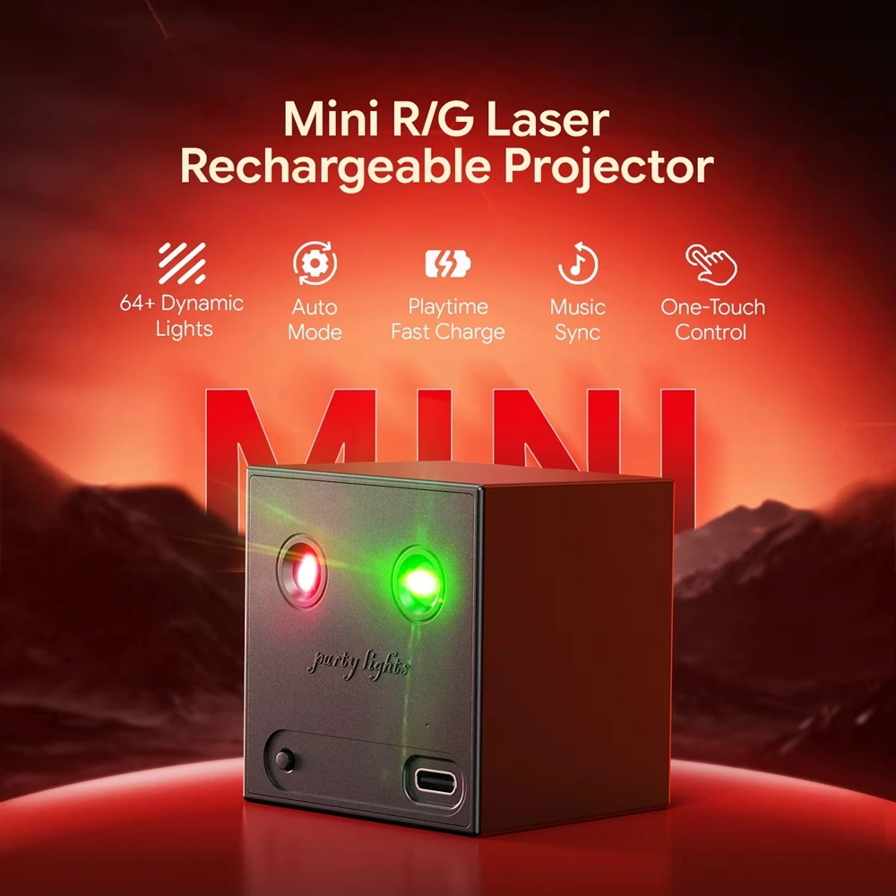 Mini R/G Laser Rechargeable Small Volume Ambient Light 32 Built-in Base Patterns Dj Lights Party Lights For Disco KTV Bar