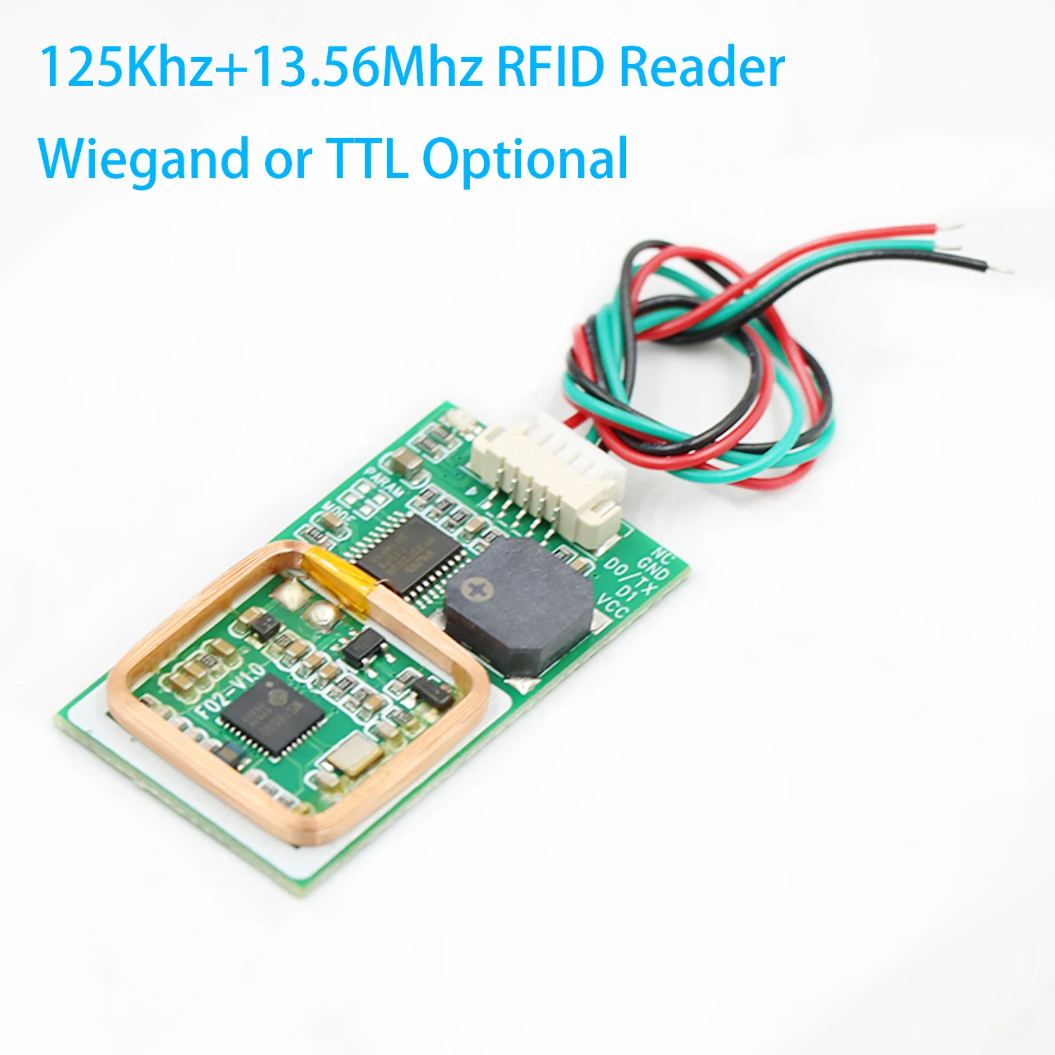 

F02DC RFID Reader Module IC ID Card Reader 13.56MHz+125KHz Dual Frequency 5V Wiegand Output WG26 WG34/ 3.3V TTL UART