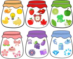 Color Recognition Magnetic Sorting Sets Stickers for Kids, 4.5x6inch Early Education Fruit Animal Magnets Decals 6Pcs