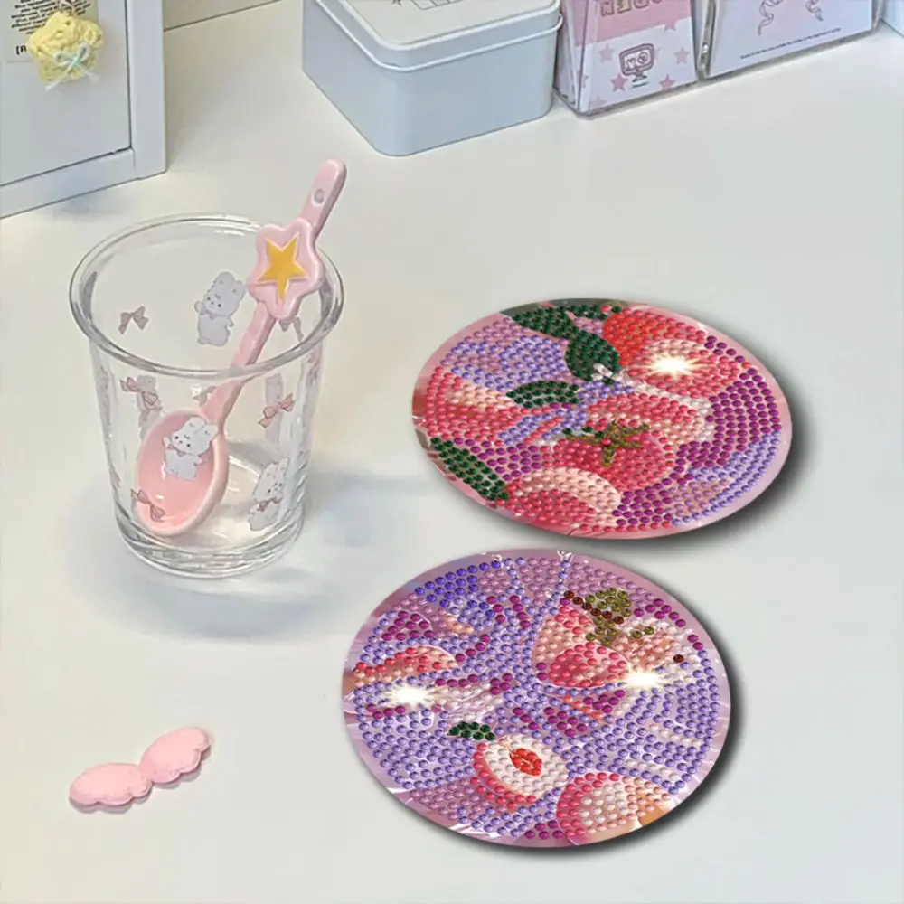 8PCS/6PCS With Stand DIY Painting Coasters Cute Panda Entry-level Round Art Coasters Handmade Heat Insulation