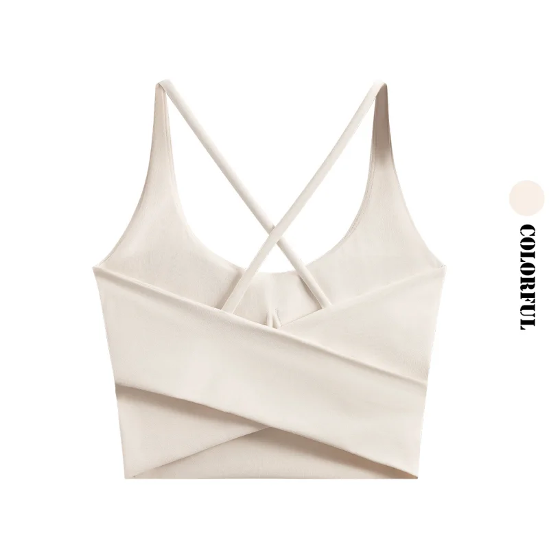 DRUR Dámské sportovní podprsenky s vysokým nárazem, letní bezešvé tílko na jógu, nárazuvzdorné, s kříženými zády, tílko do posilovny, venkovní - náhled 4