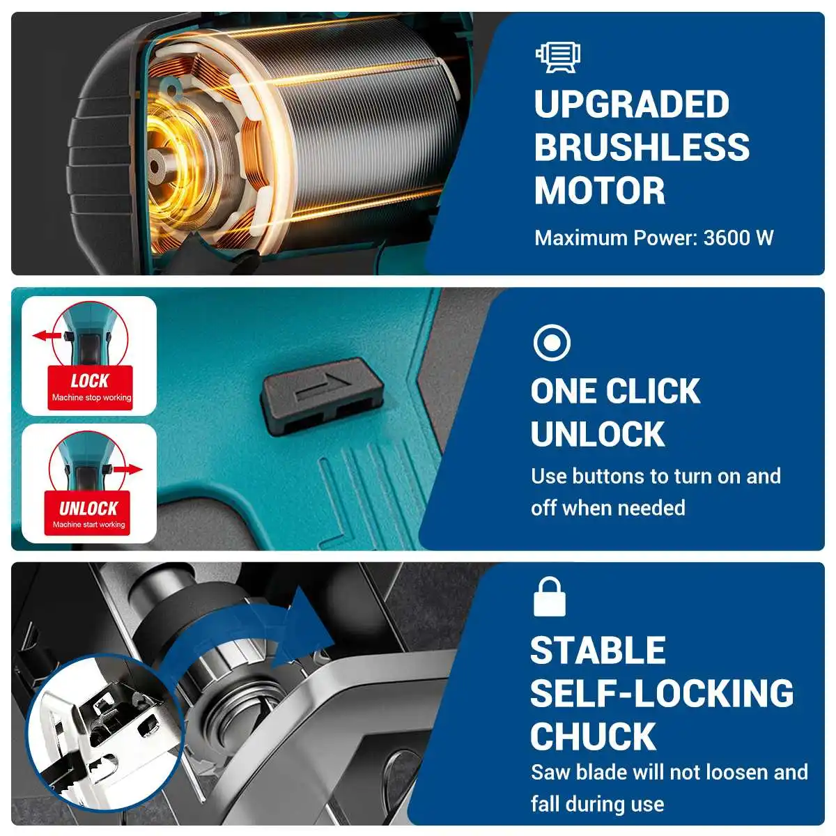 Imagem -04 - Serra Alternativa Drillpro Brushless Serra Elétrica para Corte de Madeira e Metal Ferramenta Elétrica para Bateria Makita 18v 3600w 12000spm
