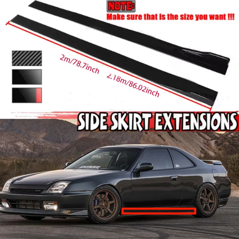 

FOR HONDA Prelude 2M Car Side Skirt Extension Plate Lip Separator Bumper 2.18M Racing Side Spoiler