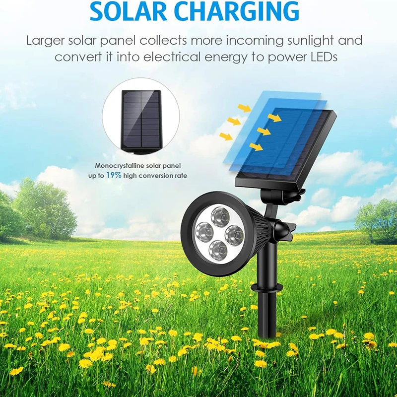 

Solar Spotlights Outdoor Upgraded, Adjustable Solar Garden Light with Auto On/Off for Yard Driveway Pathway Pool Patio