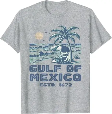 El Golfo De México Dolphin T-Shirt Gulf of Mexico Beach Palms Summer Vacation Clothes 1672 Vintage Beach Graphic Saying Tee Tops