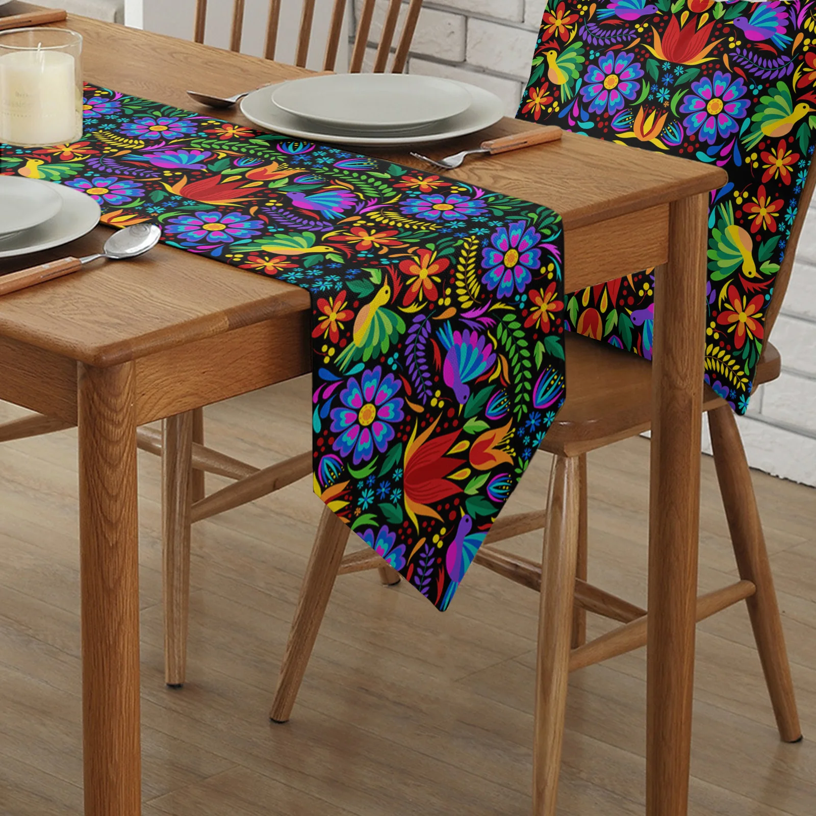 

Colorful Mexico Abstract Flower Modern Table Runner Cotton Linen Tablecloth Wedding Party Dinner Coffee Table Decor Cloth