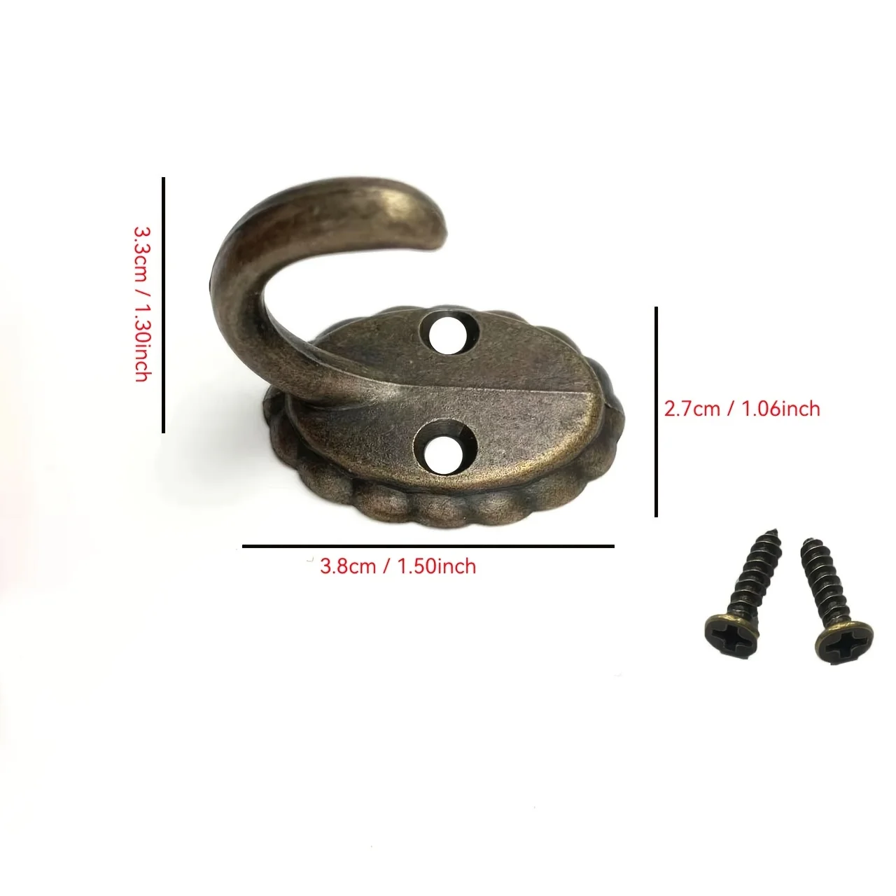 4 pieces of new Chinese-style antique copper alloy wall-mounted clothes hangers with decorative hooks and included screws