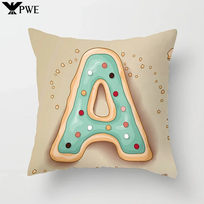 

Creative Color English Alphabet Cushion Cover Polyester Pillowcase Sofa Home Decoration Pillowcase 45X45CM pillow cases