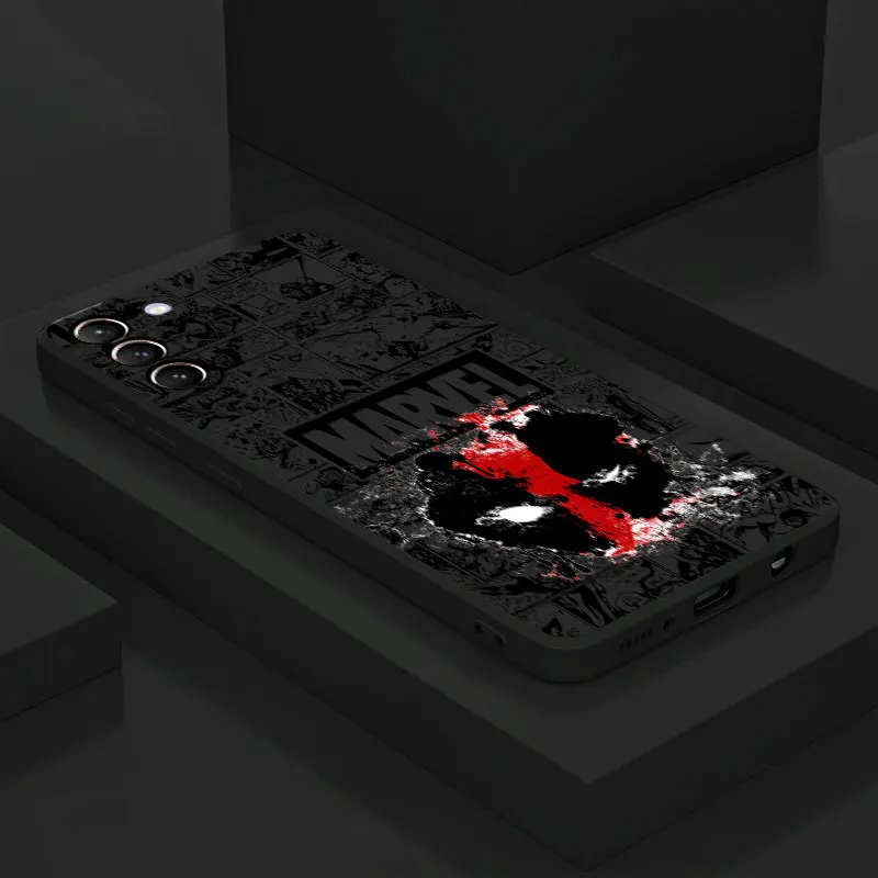 Funda con Logo de Comics Marvel para Samsung Galaxy S23 Ultra S22 5G S21 FE S20 Plus S10 4G Note20 10Lite, funda suave negra para teléfono