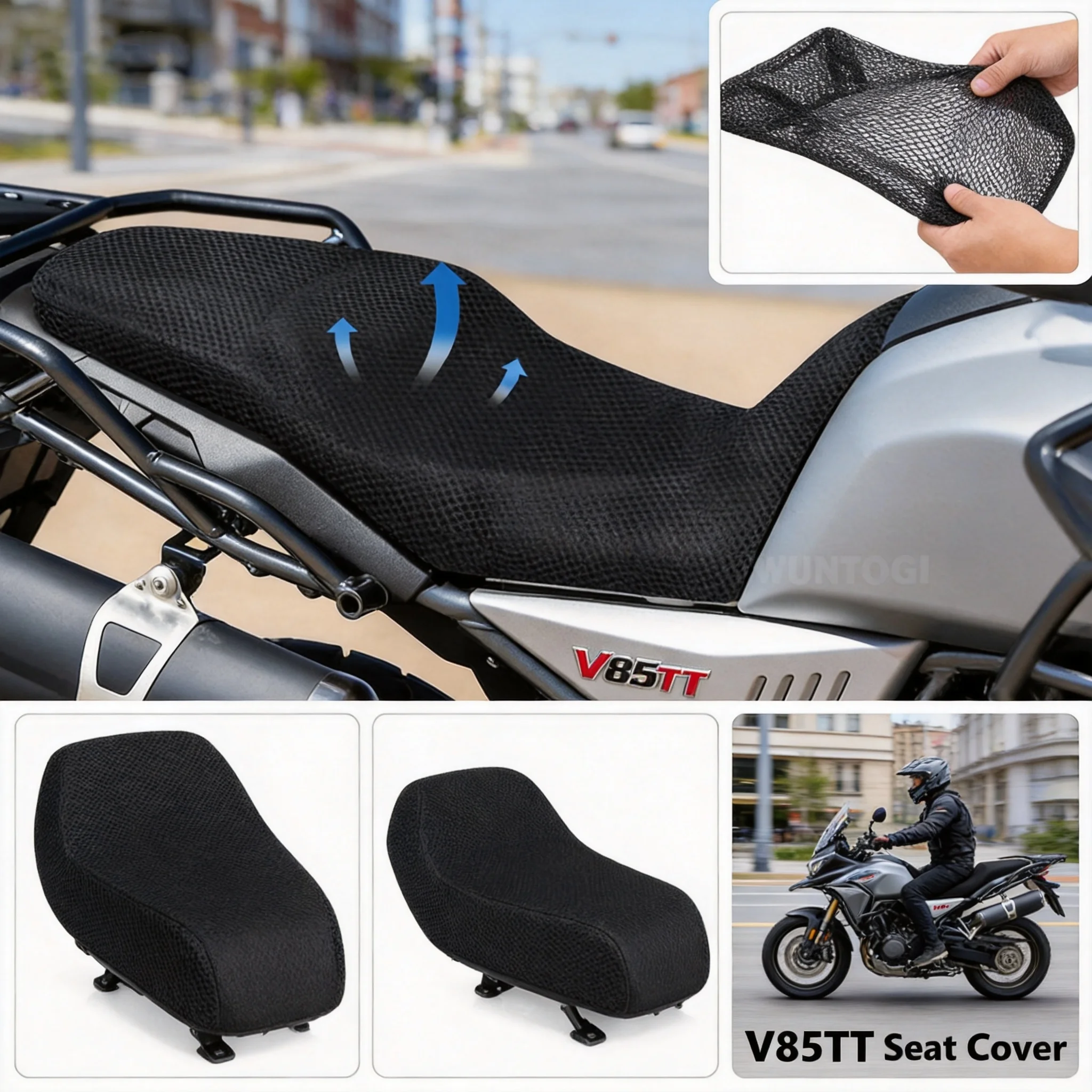 For Guzzi V85TT Seat Protect Cushion Seat Cover 3D Nylon Fabric Saddle Cooling Honeycomb Mat Seat Anti-Slip Cushion ﻿