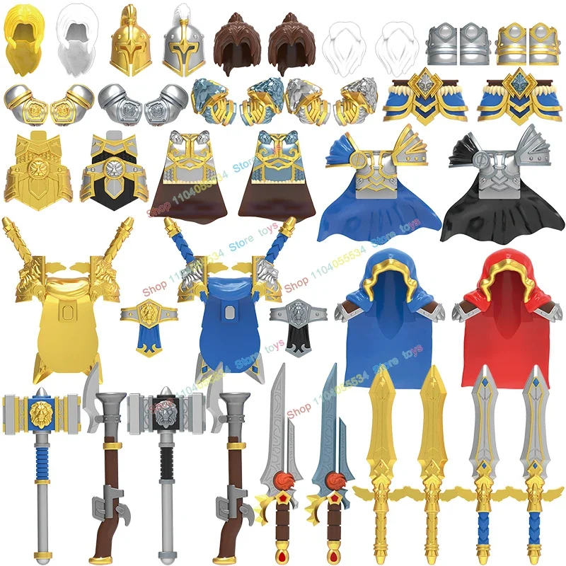 MOC Średniowieczne Topory Tarcze Ciężkie Zbroje Orkiowie Żołnierze Modele DT8905 Klocki Konstrukcyjne Figurki Akcji Lalki Zabawki dla Dzieci