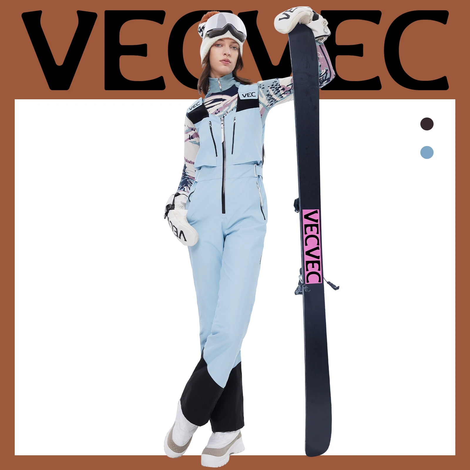 VECVEC سروال تزلج فردي ومزدوج Freestyle 3L Lamb Fleece Women Edition دافئ مقاوم للرياح ومقاوم للماء وقابل للتنفس ومتين