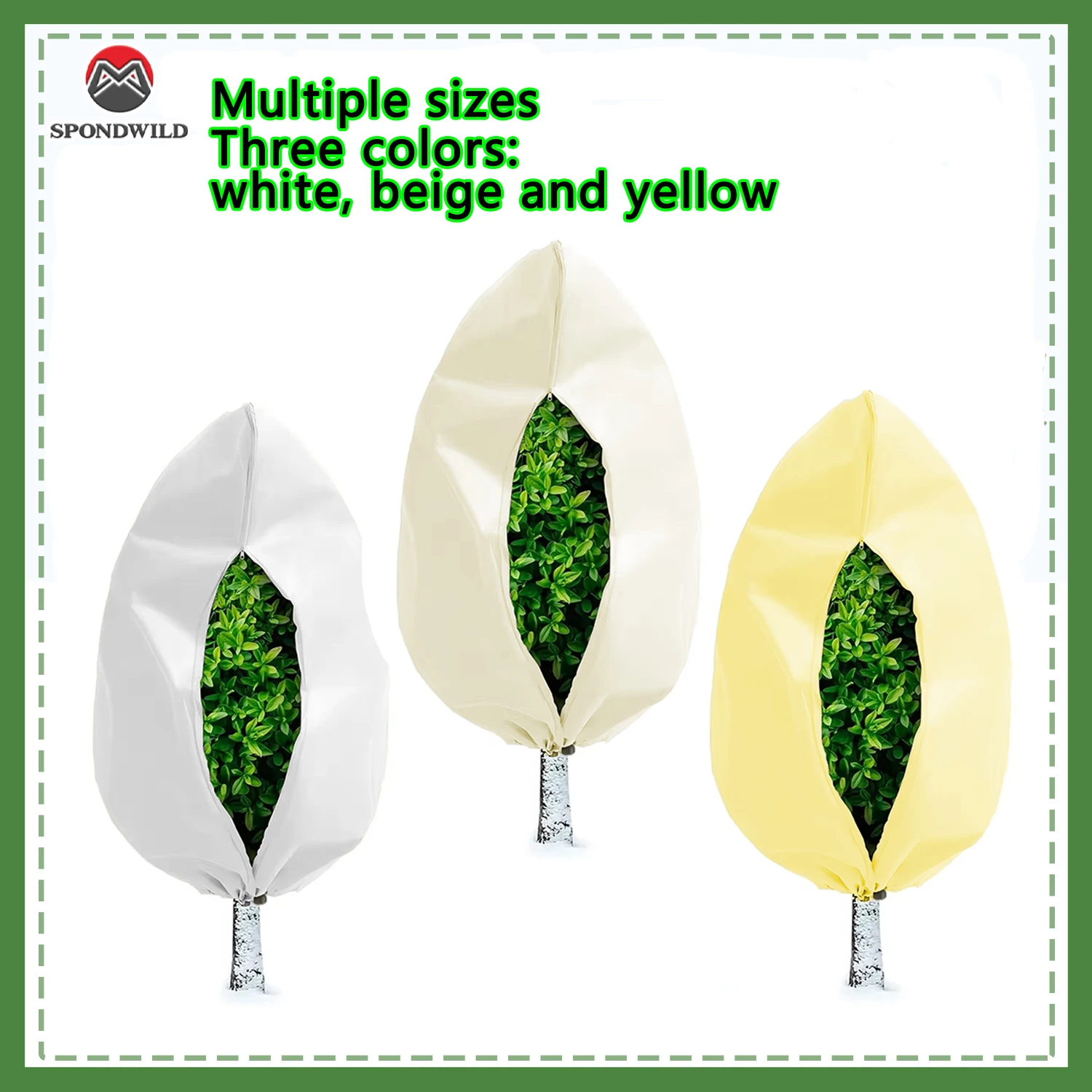 Outdoor Frost Protection Bag with Zipper Drawstring, Reusable Winter Cover for Plants, All Season Cold Weather Shield