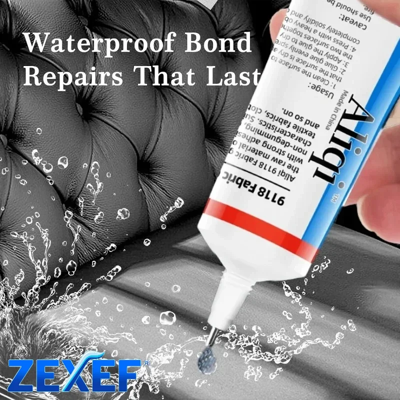 ZEXEF Multipurpose Strong Fabric Patching Glue Seam Adhesive Waterproof Agent Permanent Bonding Clothing Textiles Repair Tool