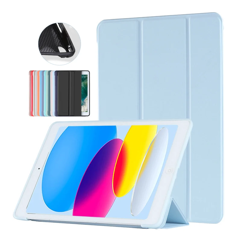 For iPad 10 10th Generation 10.9 Case 2022 Folding Stand Soft Silicone Back Smart Folio Cover for iPad Case 10 9 10.9 inch A2757