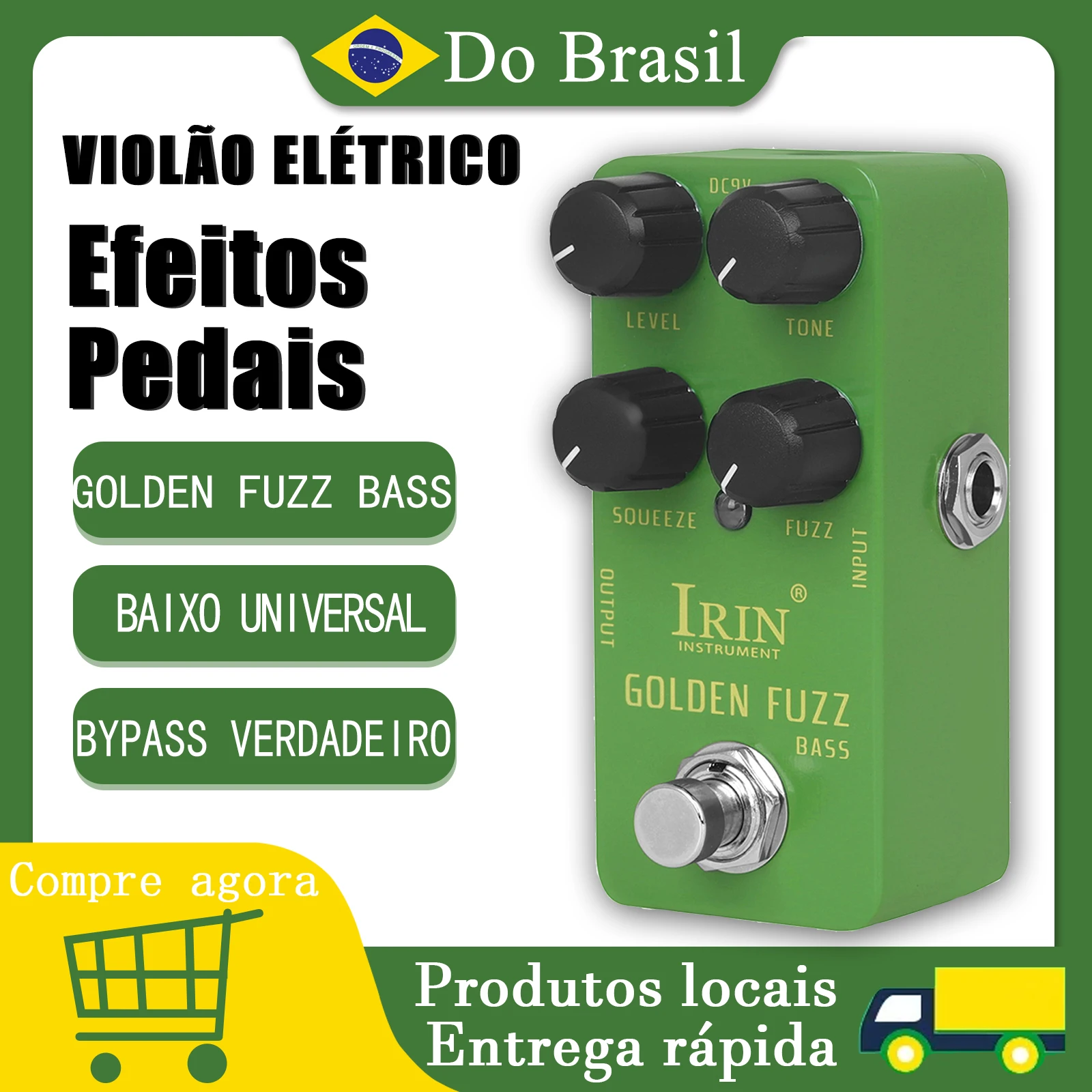 IRIN RS-20 Golden Fuzz Bass Electric Guitar Effect Pedal Classic Bass Fuzz Tone Effects True Bypass Pedals Guitarra Accessories