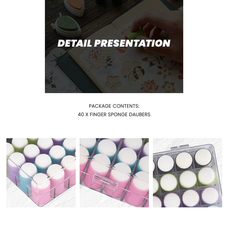 40 قطعة إصبع الإسفنج Daubers إصبع اللوحة الإسفنج الحرفية رسم الإسفنج Dauber مجموعة لطلاء الحبر الفني الحرف بطاقة