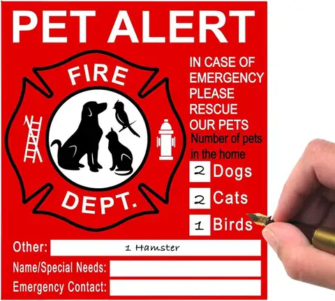 Pet Alert Safety Fire Rescue Sticker - Save Our Pets Emergency Inside Decal - House Home Window Door Sign