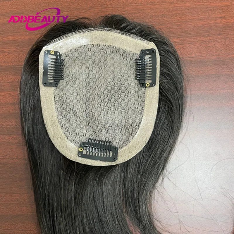 Lace PU Women Toupee Human Hair Wigs Indian Remy Human Hairpiece Straight Hair System for Women Natural Hairline Clip in Hair