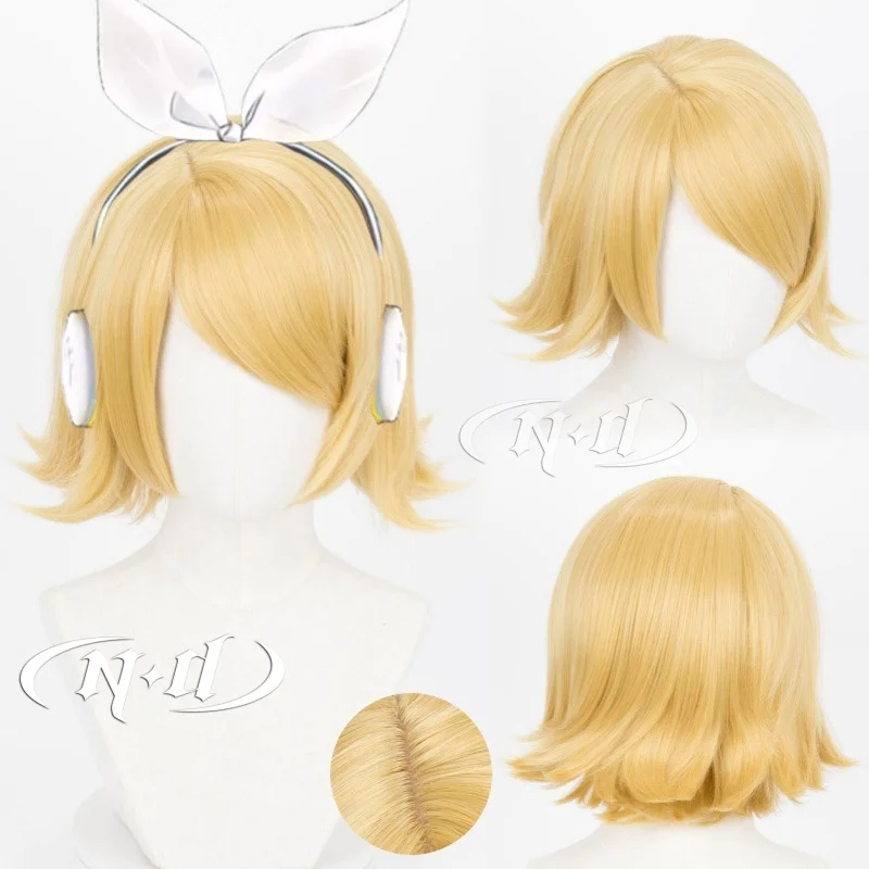 ND Rin Kagaminee Cosplay Perücken Cosplay Kurze Blonde Haar Perücken Hitzebeständige Synthetische für Comic Con Coser Kostüm Thema