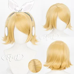 ND Rin Kagaminee Cosplay Wigs Cosplay Short Blonde Hair Wigs Heat Resistant Synthetic for Comic Con Coser Costume Theme