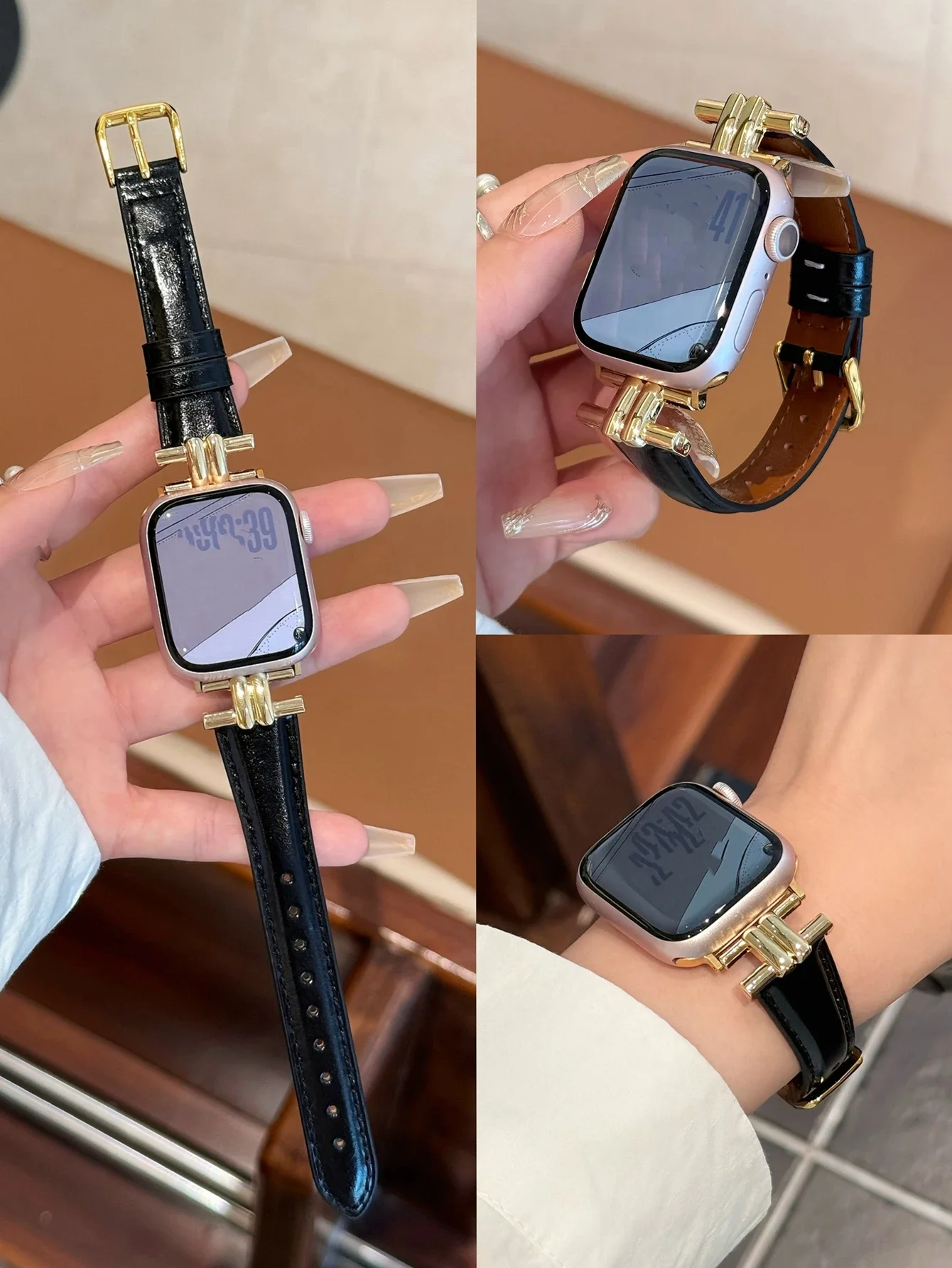Nice Leather loop Correa For Apple Watch band Series 10/9/8/7/6/5/4/3/2/1 SE 38mm 40mm 41mm 42mm 44mm 45mm 46mm 49mm Strap