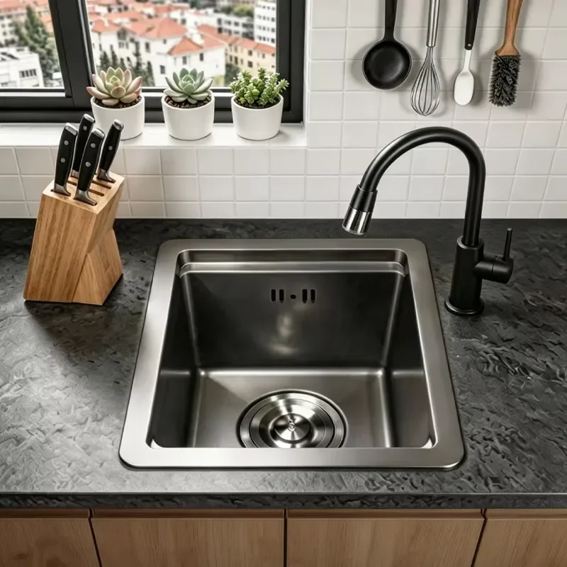 RV Caravan Marine Parts SS 304 Stainless Steel Lightweight Kitchen Sink Black RV Interior Accessories