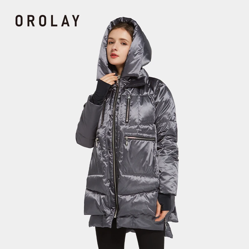 Orolay ผู้หญิงหนาเสื้อคลุมขนเป็ดหลวมความร้อน Parka