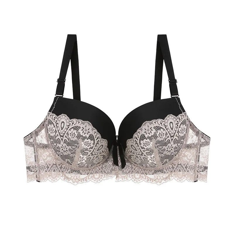 Bra Wanita Bordir Renda Seksi Bra Push Up Deep V Pakaian Dalam Wanita Modis Pakaian Dalam Klasik Pakaian Dalam Nyaman Biru