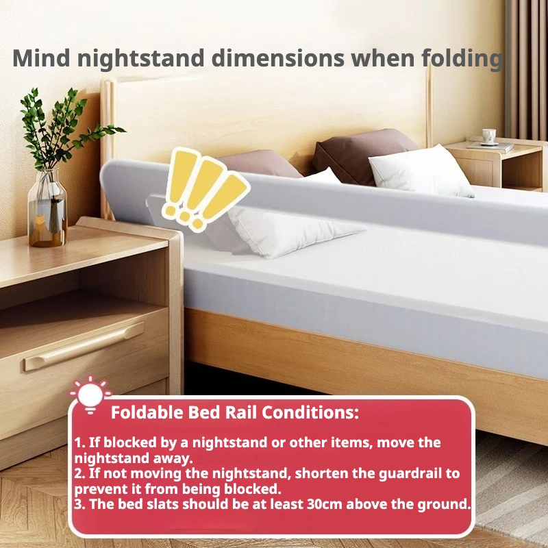 سياج سرير موسع على شكل حرف L من IMBABY - حاجز حماية قابل للطي بدون حفر من جانب واحد، حماية من السقوط لسلامة سرير الأطفال الصغار #4