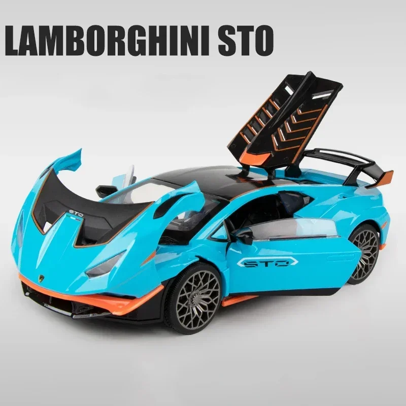 1:24 Lambos Huracan STO Alloy Sports Car Model Diecast Sound Super Racing Lifting Tail Hot Car Polecane ozdoby