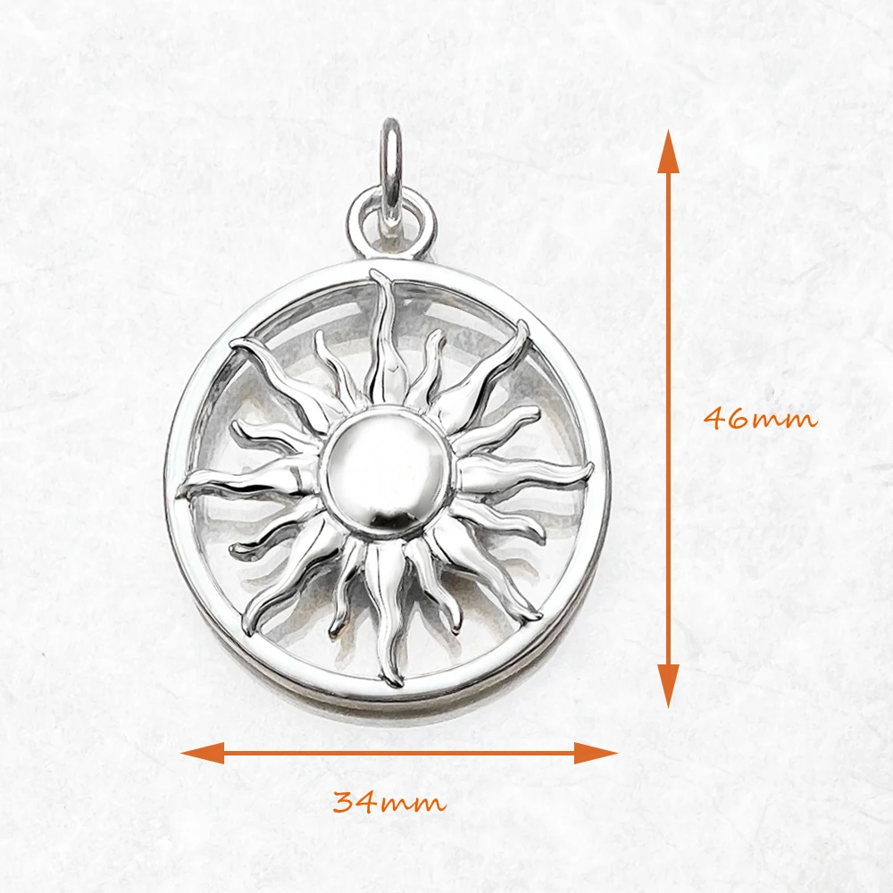 Pendant Amulet Sun New Fashion Glam 925 Sterling Silver Jewelry Europe Style Accessories Gift For  Woman Men