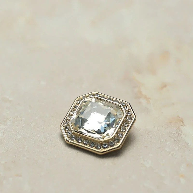 5pcs Fashionable Diamond Buttons 20mm High Quality Square Metal Shank Buttons Clothes Decorative Buttons