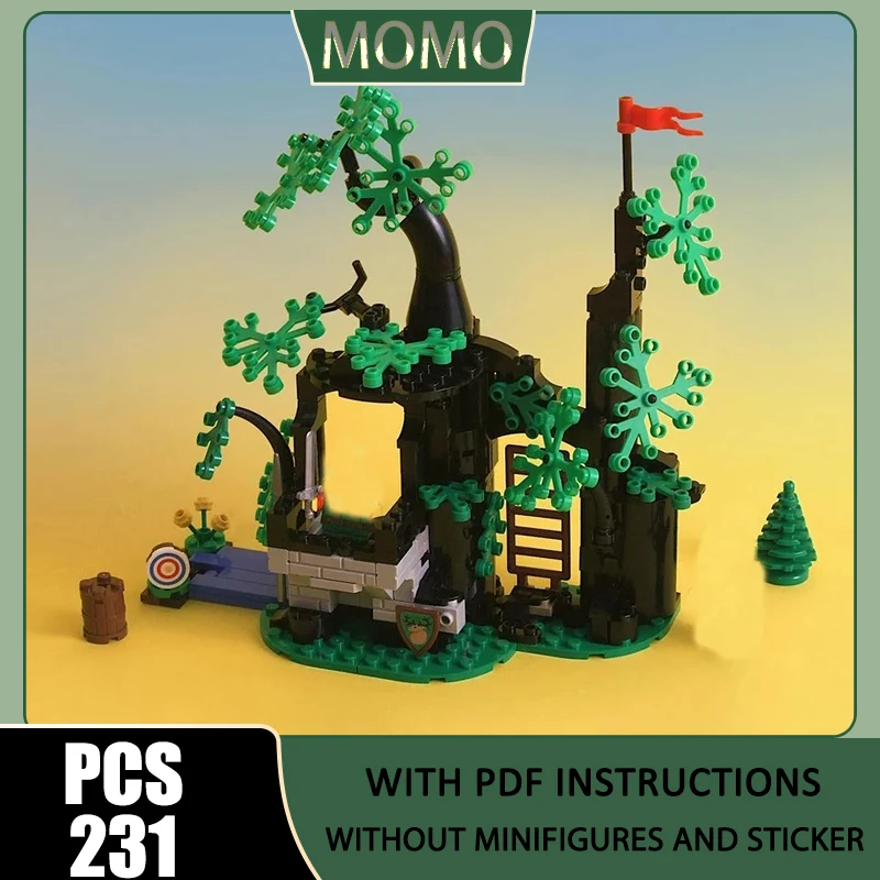中世の城モデル-moc-ビルディングブロック-森の隠れ家-オルタナティブビルドモデル-テクノロジーブリック組み立て-組み立ておもちゃ-ホリデー