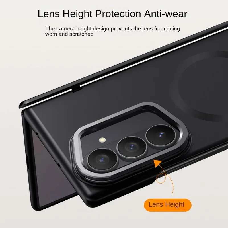 Built-in Magsafe Magnetic with Tempered Glass Film Holder Phone Case for Samsung Galaxy Z Fold 7 Spring Hinge Protect Back Cover