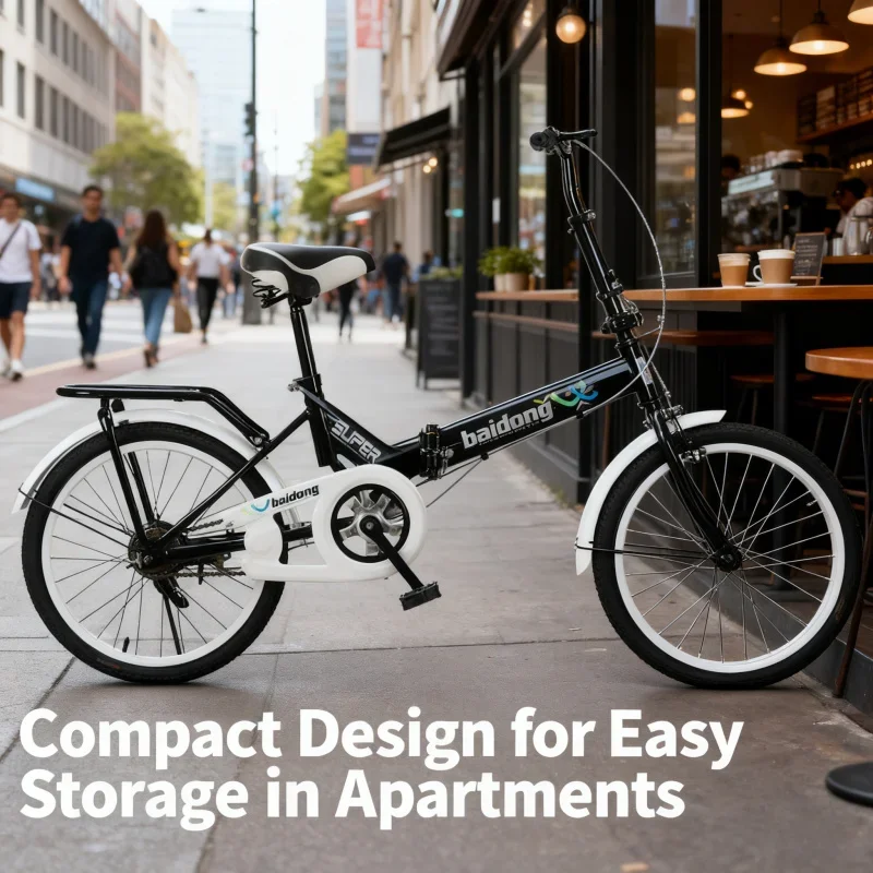 

Adult 20-inch Folding Bicycle Black without Shock Absorption Variable Speed Factory Direct Supply Portable City Bike