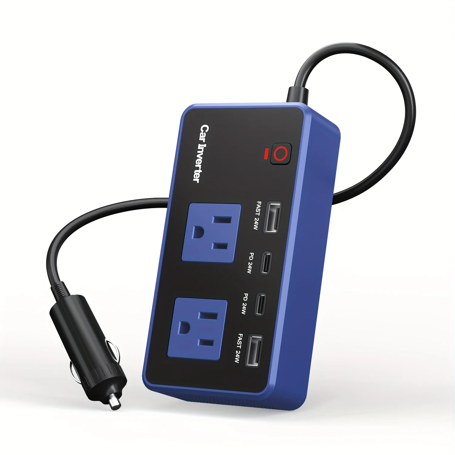 

Power Inverter for Vehicles Car Accessories, USB Charger DC 12V to 110V Converter 200W Inverter Car Charger Adapter Outlet with USB Ports 4.8A 24W USB-C USB-A, Car Plug Adapter for Laptop Travel Camping Road Essentials Power Converter