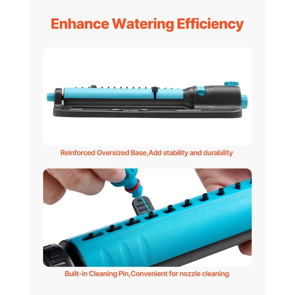 irrigatore oscillante, fino a 4500 mq Irrigatore d'acqua per prato con 18 ugelli di precisione, turbo oscillatinoso regolabile a 3 vie