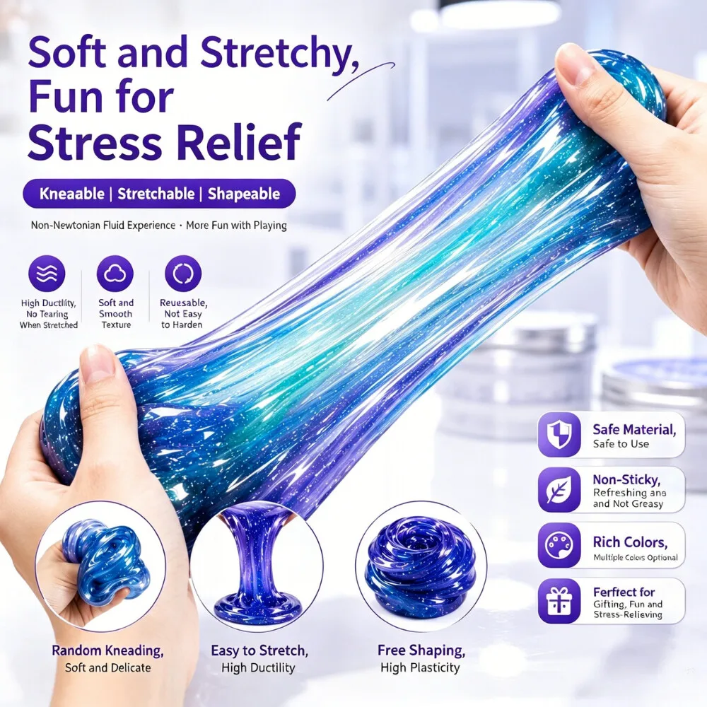 @New Stress Relief Toys Old Man Liquid Squishy Transparent Crystal Slime Fluffy Foam Putty Kids Safe Bouncy Stretchy Color Slime
